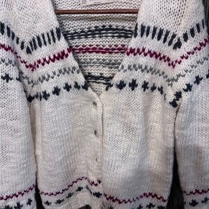 Zara White and Black Knit Cardigan